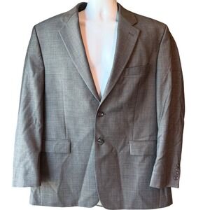 RALPH LAUREN 100% Wool 2-Button Blazer Suit Jacket‎ Lined Gray Glen Check Sz 44R